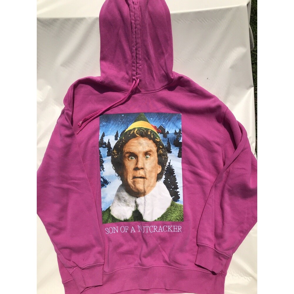 Elf Hoodie Women’s  XLarge Son of a Nutcracker Pink Christmas Graphic Sweatshirt